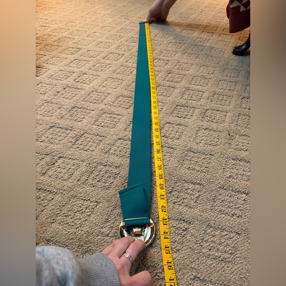 Vintage green Elastic Stretch Belt with metal gold  buckle - Picture 6 of 7